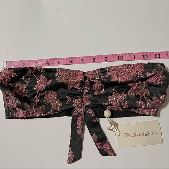 For Love & Lemons floral bralette size S NWT black pink and metallic gold - Picture 6 of 13